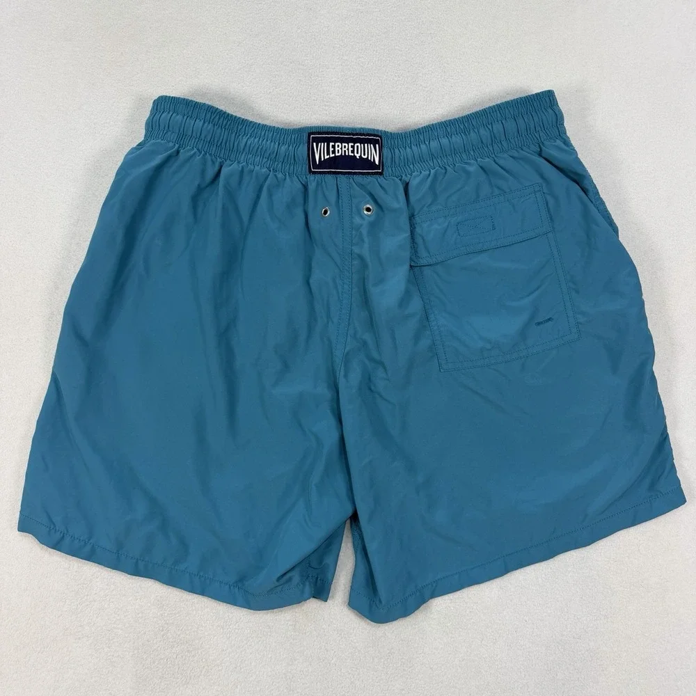 Vilebrequin Men's Solid Blue Aqua Lined Swim Shorts Turquoise Size XL